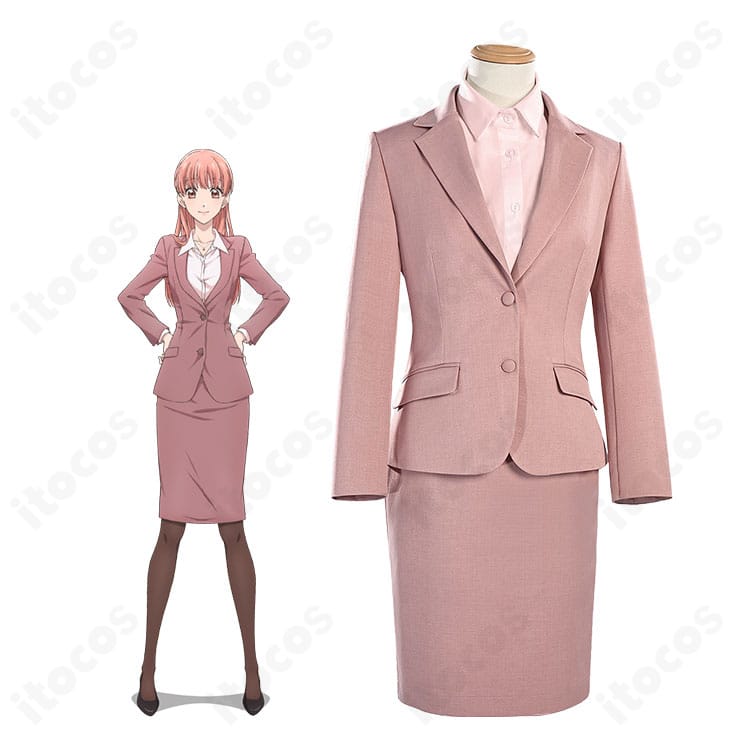 ヲタクに恋は難しい 桃瀬成海 会社員スーツ(ピンク)着用イメージの全身図