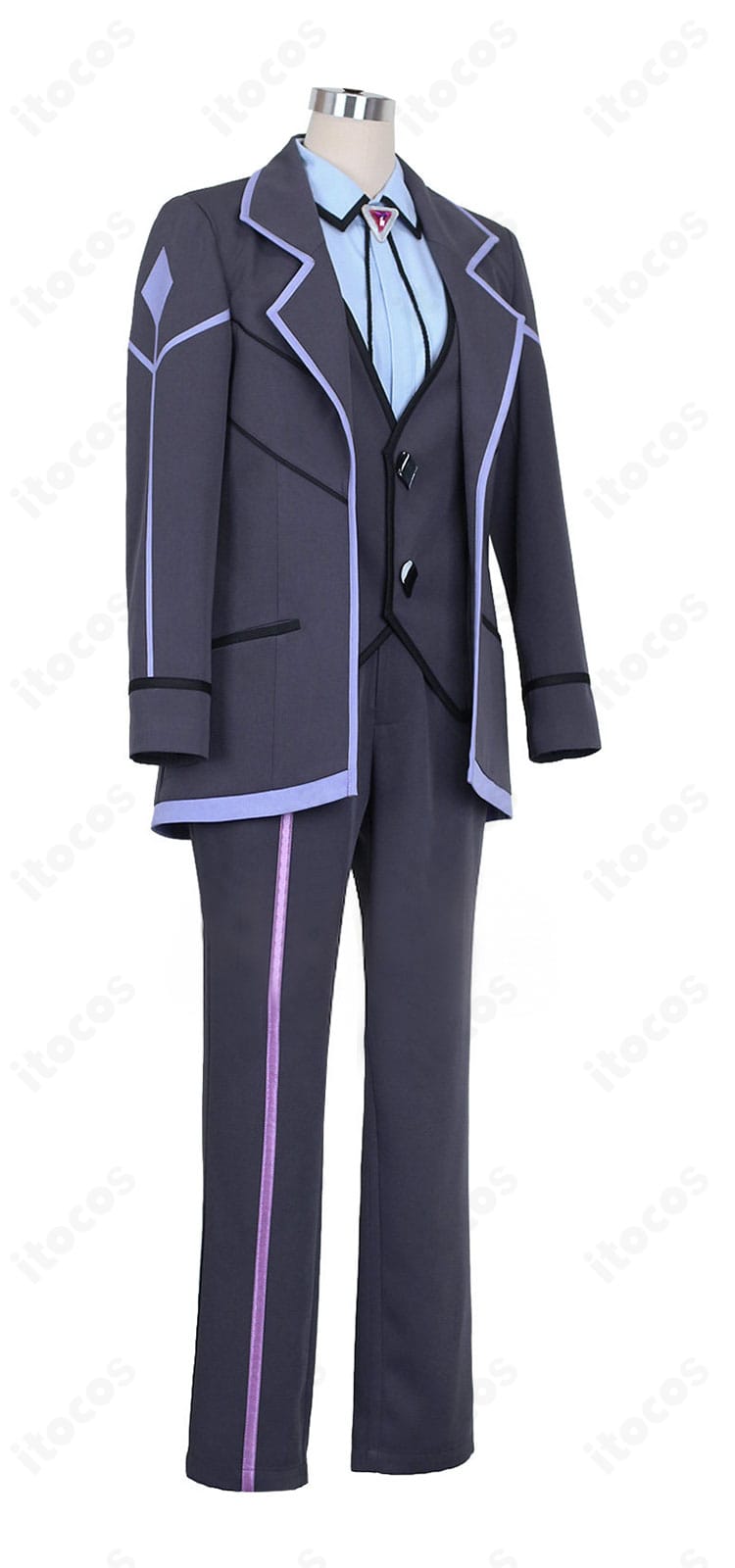 アメジオ制服コスプレの側面シルエット（ライン配置が見える角度）