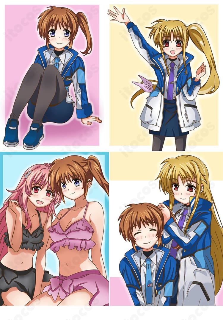 フェイト・T・ハラオウン 学園制服のディテール（コートのステッチ、ネクタイ結び、スカートのライン、薄手生地の質感）