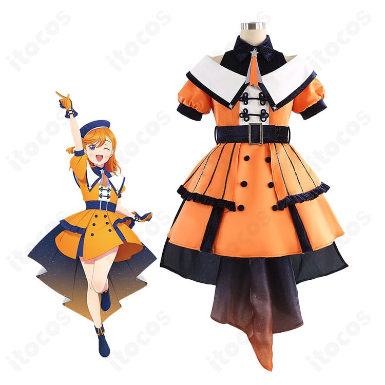 澁谷かのん（ラブライブ！スーパースター!!）のステージ衣装着用イメージ全身カット｜高コントラスト配色と髪飾りの再現