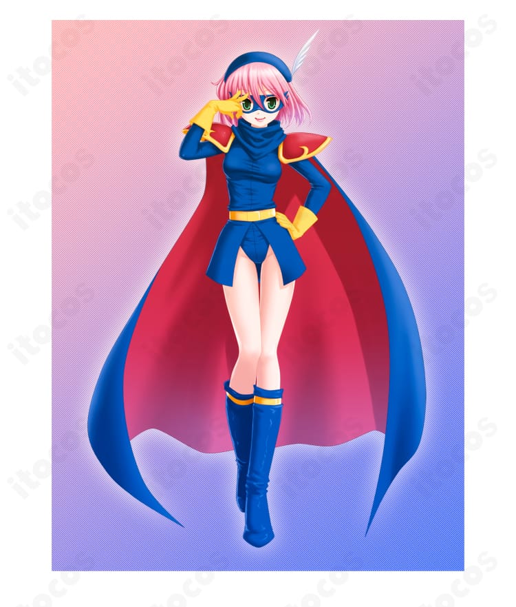 ファイナルファンタジーV レナ・シャルロット・タイクーンの青魔道士コスプレ衣装を全身で撮影した商品画像。高発色の配色と軽量生地による爽やかな佇まいが分かる。
