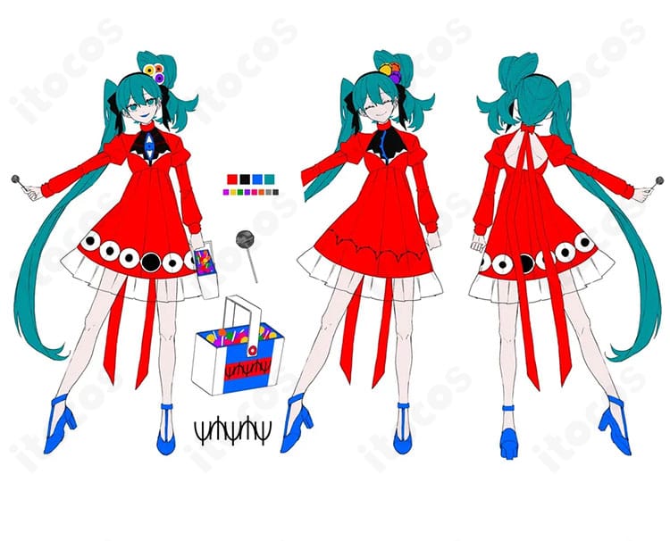 初音ミク パノプティコン プシ Ver. コスプレ衣装を着用したキャラクター全身イメージ