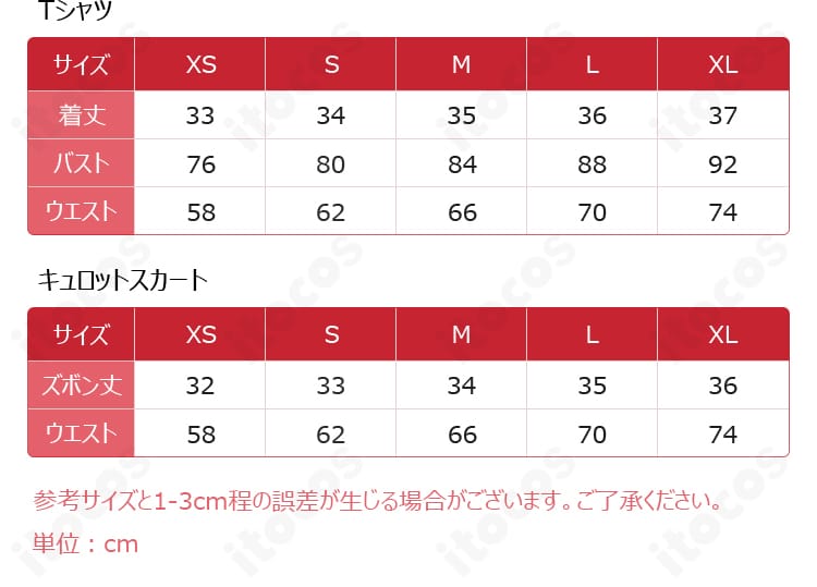 サイズチャートと採寸ガイドの表示