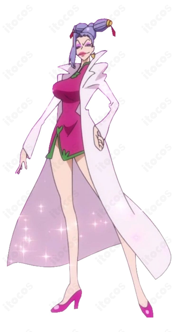 ONE PIECE ナイチンの船医コスプレ一式を着用した人物イメージ(チャイナ風ワンピ+コート)