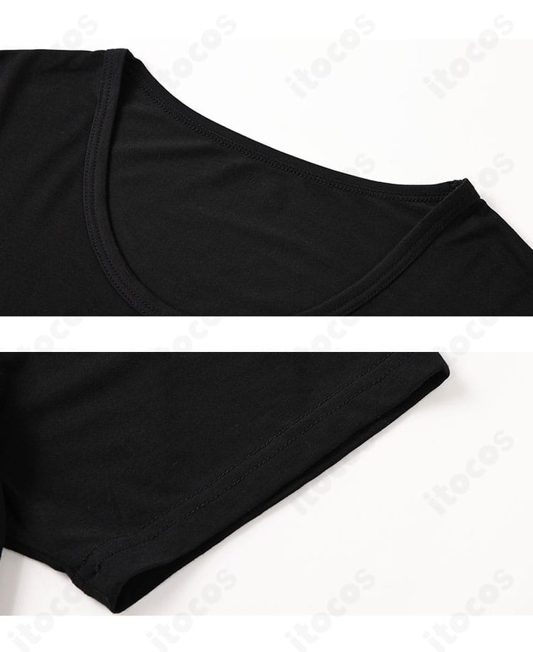 ディテール|ブラックTシャツの襟元と縫製・生地感アップ