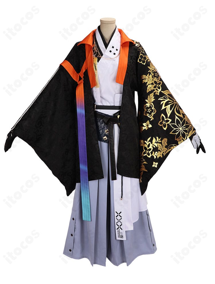 風楽奏斗 和服新衣装コスプレの正面全身。高コントラスト配色と端正なシルエット