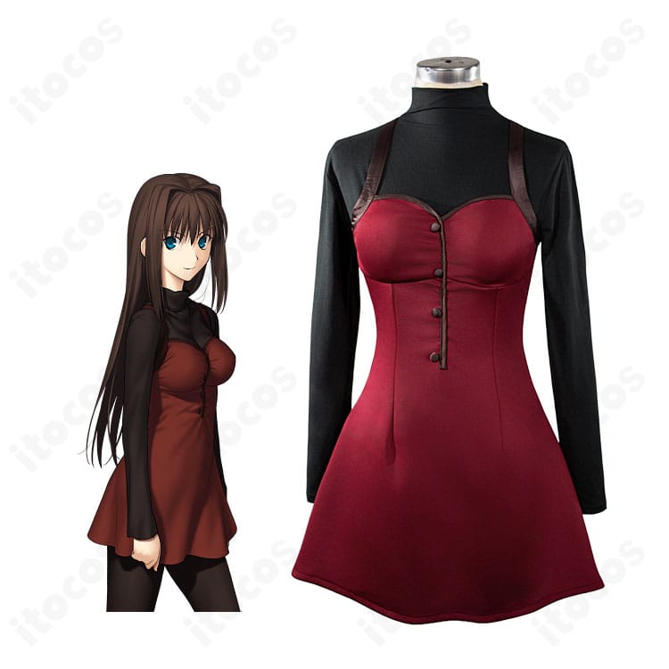 魔法使いの夜 蒼崎青子 コスプレ衣装を着用した全身イメージ。上品×セクシーなワンピースとタイツのコーディネート。