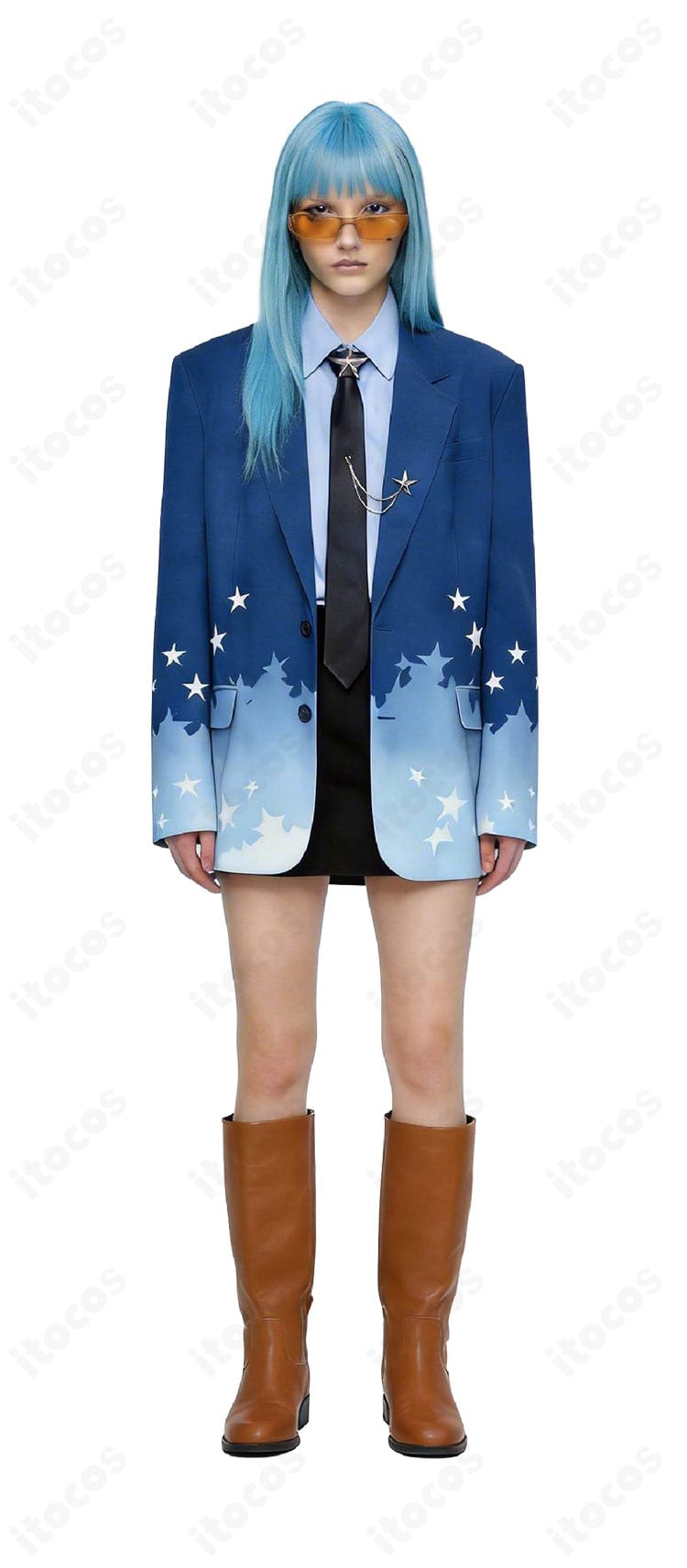 星街すいせい プリマドンナコスプレ衣装の正面全体|ハリ感あるコートとAラインシルエットが分かるトルソー展示