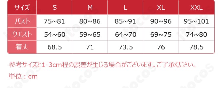 サイズ表記と各部寸法を示すガイド画像