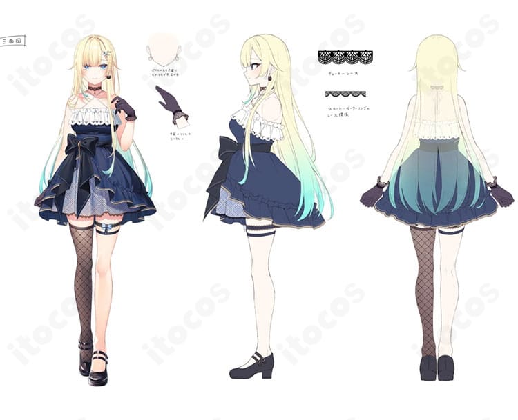 藍沢エマ初期衣装コスプレのドレス全体と装飾ディテール