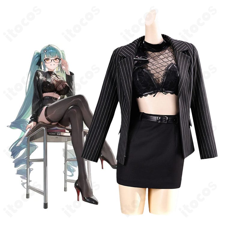 勝利の女神:NIKKE プリバティ:シャープレッスンのコスプレ衣装を着用した全身イメージ