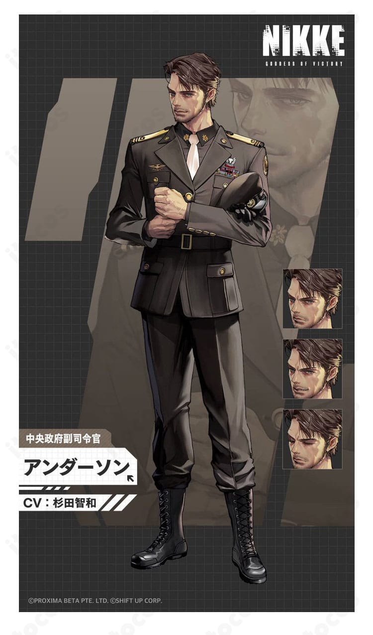 勝利の女神:NIKKE アンダーソンの副司令官軍服フルコーディネート画像|ジャケット・肩章・胸飾り・ネクタイまで再現