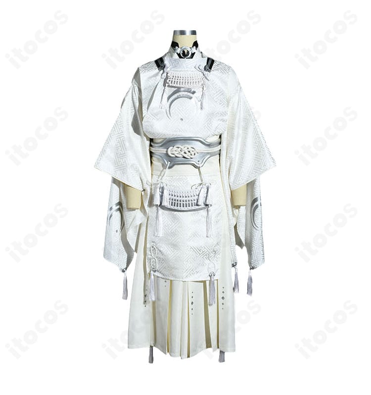 舞台『刀剣乱舞』悲伝・三日月宗近 白ver戦装束コスプレ衣装の正面全体