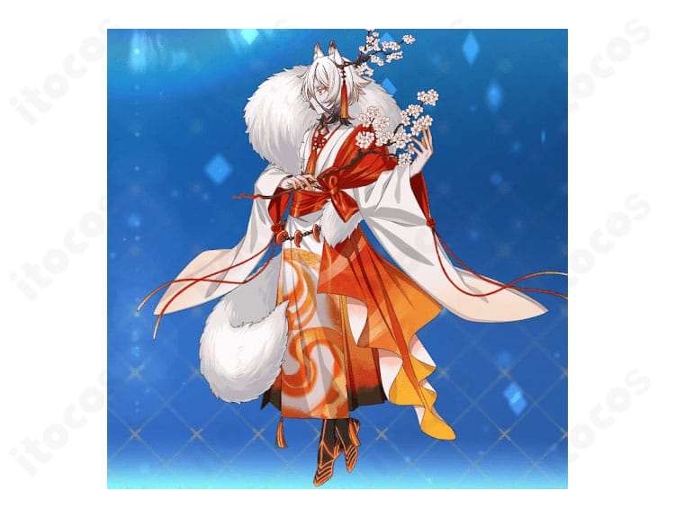 Fate/Grand Order風コスチュームの側面シルエットと袖・帯のラインが分かる写真