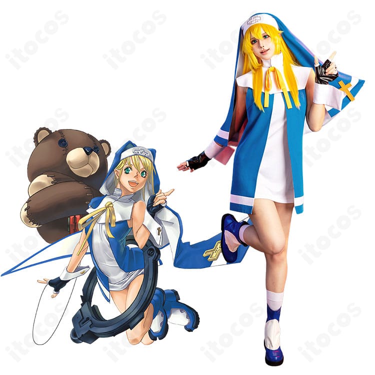 ブリジット初期修道服コスプレの全身イメージ。ケープとベールを含むフルコーデを正面から表示。