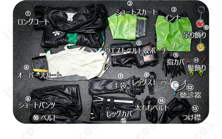 ケルシー衣装セット内容一式のレイアウト画像