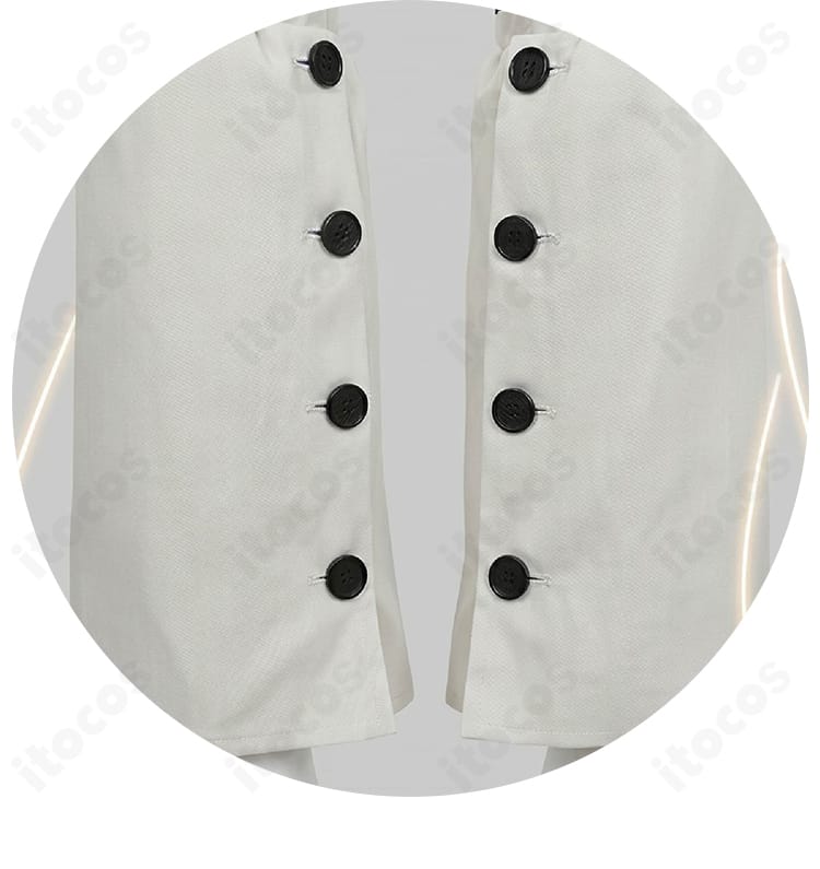 先斗寧 新衣装ジャケット前立てボタンの近接。ボタン意匠と縫製の仕上がりが分かる画像