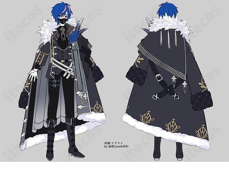 KAITO ニセモノクローム衣装のコート装飾と全体ディテールが分かる画像