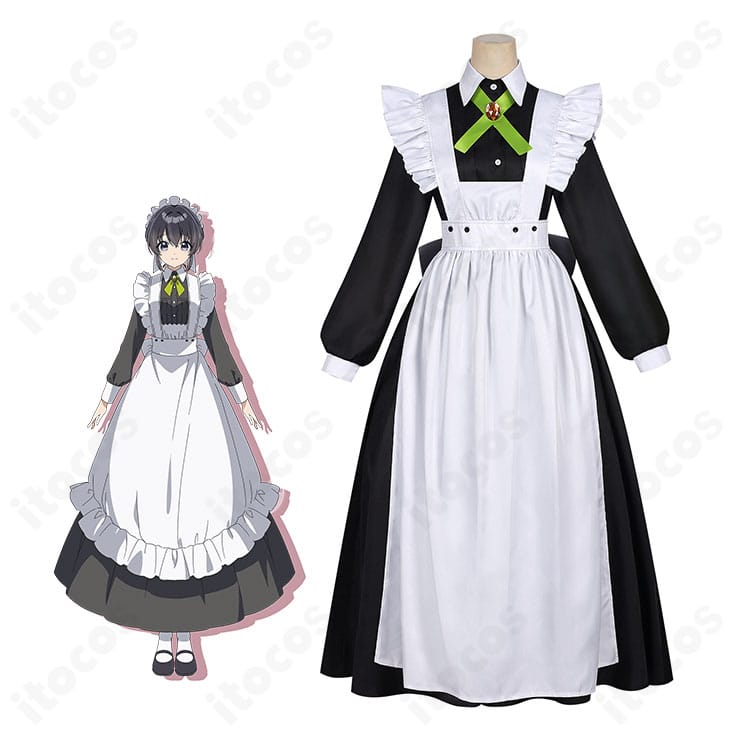 黒×白のクラシカルなメイド服を着用したモデルの全身イメージ