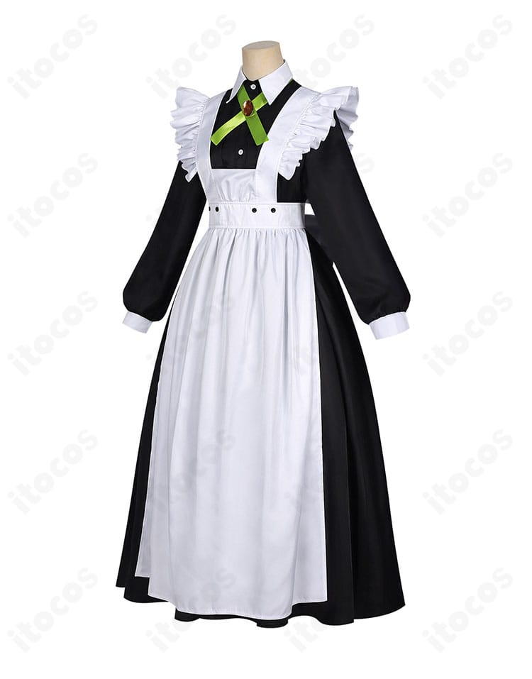 ITOCOSメイド服の側面シルエットとスカートの広がり