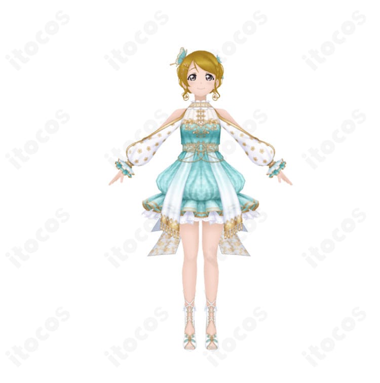 小泉花陽 イノセント・ヒーリングの完成イメージ。白基調の清楚なアイドル衣装を全身で再現。