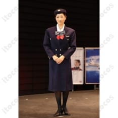 JAL CA 7代目制服 日本航空 客室乗務員 コスプレ衣装 ミリタリー調 ダブルジャケット 帽子・タイ付き フルセット - 1枚目の画像（サムネイル）