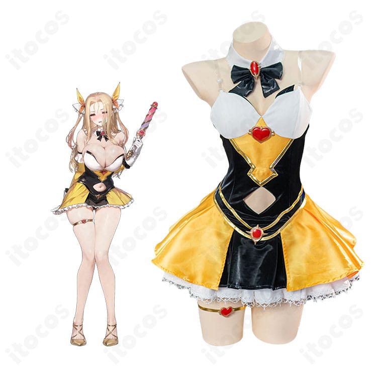 オリビエ(ブラウンダスト2)伝説のOG衣装を着用した全身イメージ。上品×セクシーの高コントラスト配色が映えるデザイン。