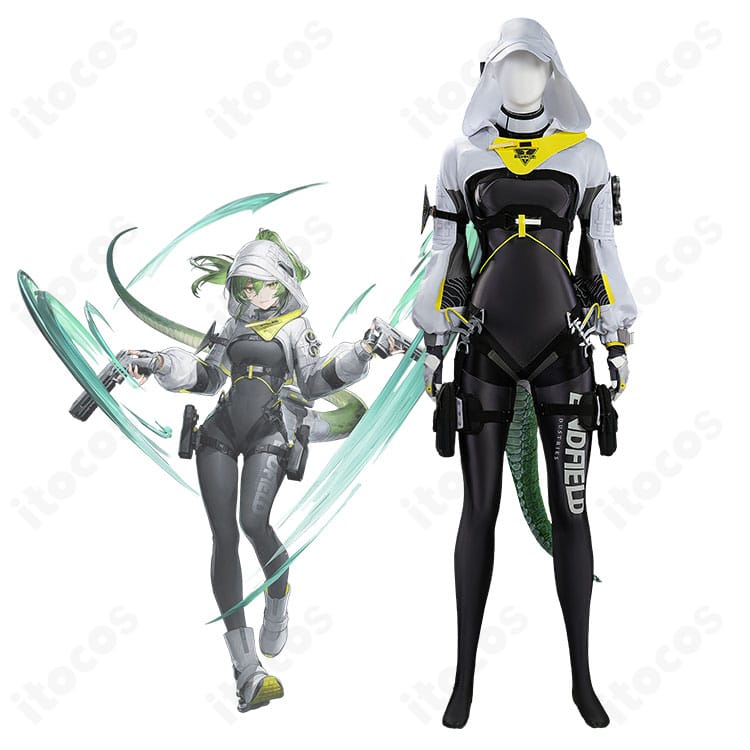 フローライトのキャラクター全身と戦闘服デザインの参考イメージ
