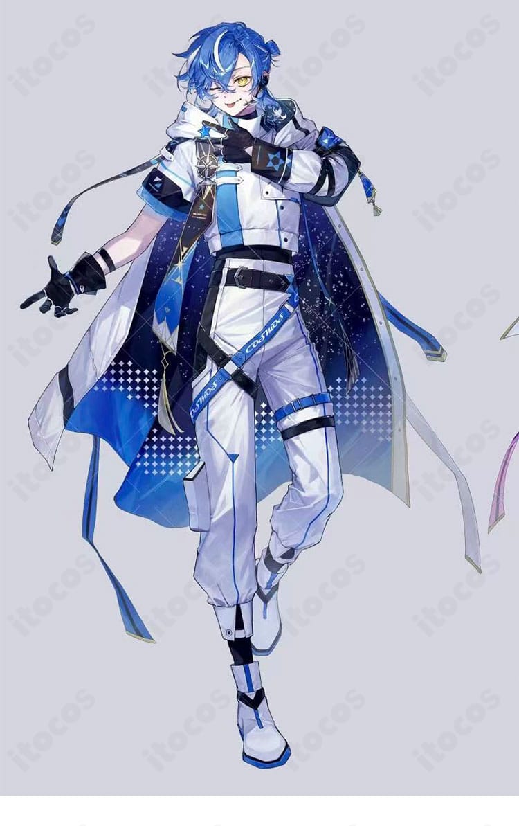 クロノヴァ しゃるろ Momentum版コスプレ一式を着用した全身イメージ。コートとマントのレイヤー、ベルト・アクセが強調されたクールなサイバースタイル。