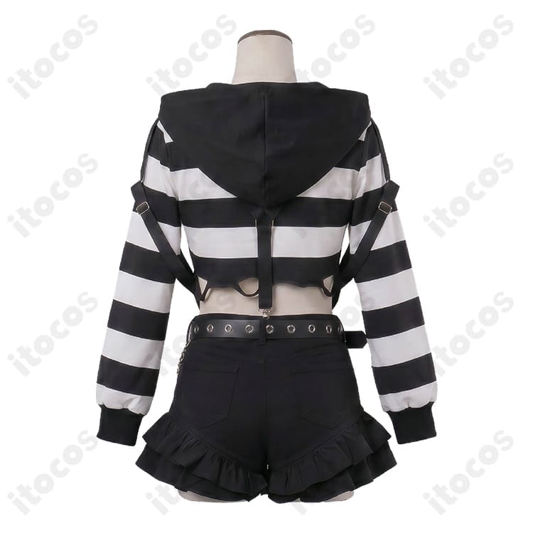 にじさんじ 笹木咲 セルメイツ039 囚人服風コスプレ 衣装一式、軽量で動きやすく撮影映え - 2枚目の画像
