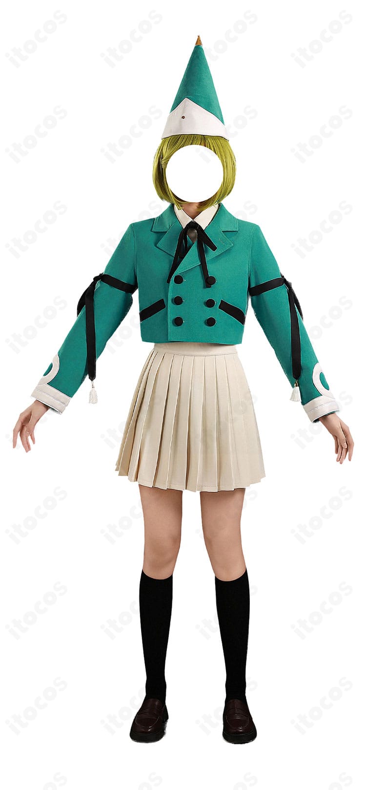 モデル着用・正面:テティア 制服風コスプレの学園テイストとリボンタイのディテール