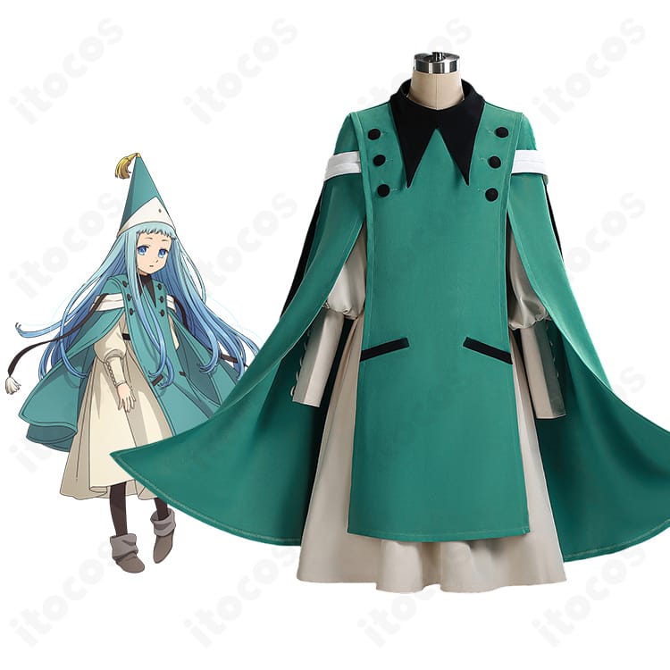 リチェの見習い魔法使い制服一式を着用したモデル全身と衣装デザインのイメージ