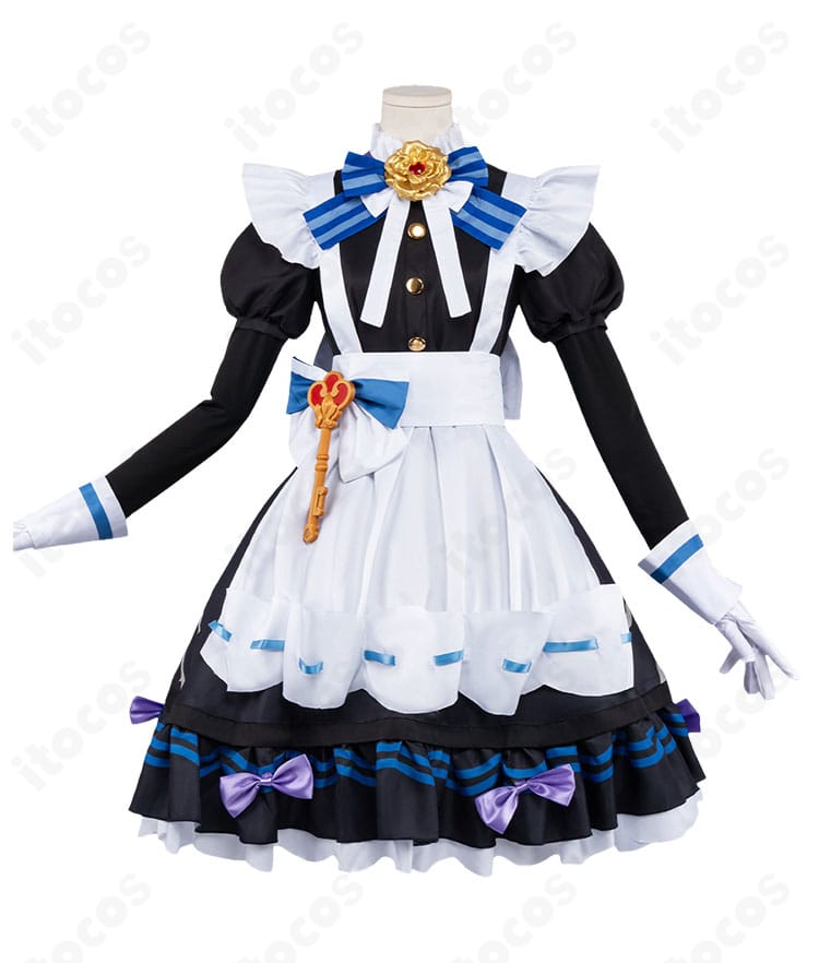 原神メイド風コスプレ衣装ワンピースの正面デザイン