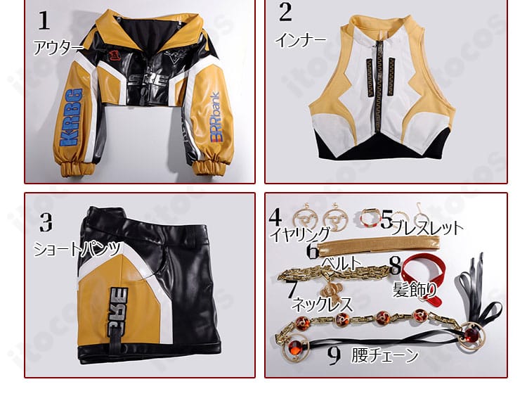 セット内容一式のフラットレイ展示(オプションのレッグカバー除く)