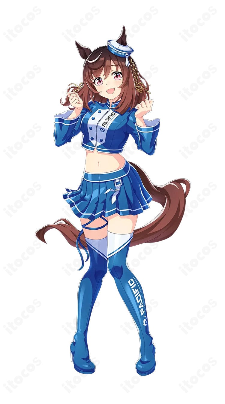 ウマ娘 プリティーダービー レースアンバサダーVer. 衣装の正面全体。高コントラスト配色と美シルエットを強調。
