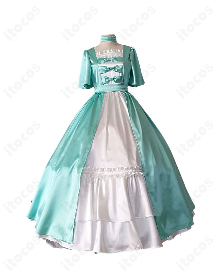 フリーレン ドレスVer.コスプレ衣装の正面フルボディ画像（ドレス＋パニエ）
