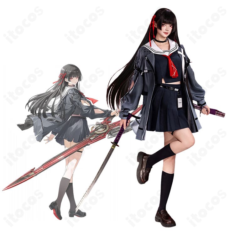 鳴潮 朽葉千咲 制服コスプレ一式を着用したキャラクターイメージと衣装全体の雰囲気