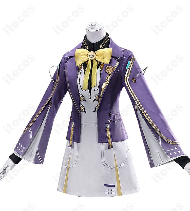 鳴潮 エイメス 制服コスプレ衣装の正面全体図（コートとワンピースのシルエット）