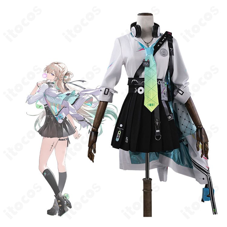 鳴潮 リンネー 制服コスプレ一式とキャラクターイメージの比較カット
