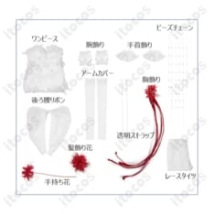 鳴潮・フローヴァの白赤ドレスを華やかに再現するコスプレ衣装セット - 5枚目の画像（サムネイル）