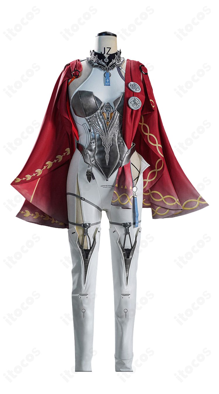 『鳴潮』ルパ コスプレ衣装の正面全体。ボディースーツ、胸元アーマー、マントを確認できる画像