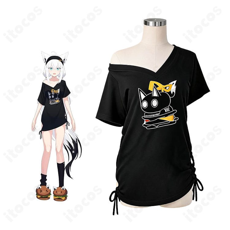 ホロライブ 白上フブキの新衣装・部屋着Tシャツを着用したキャラクターイメージ