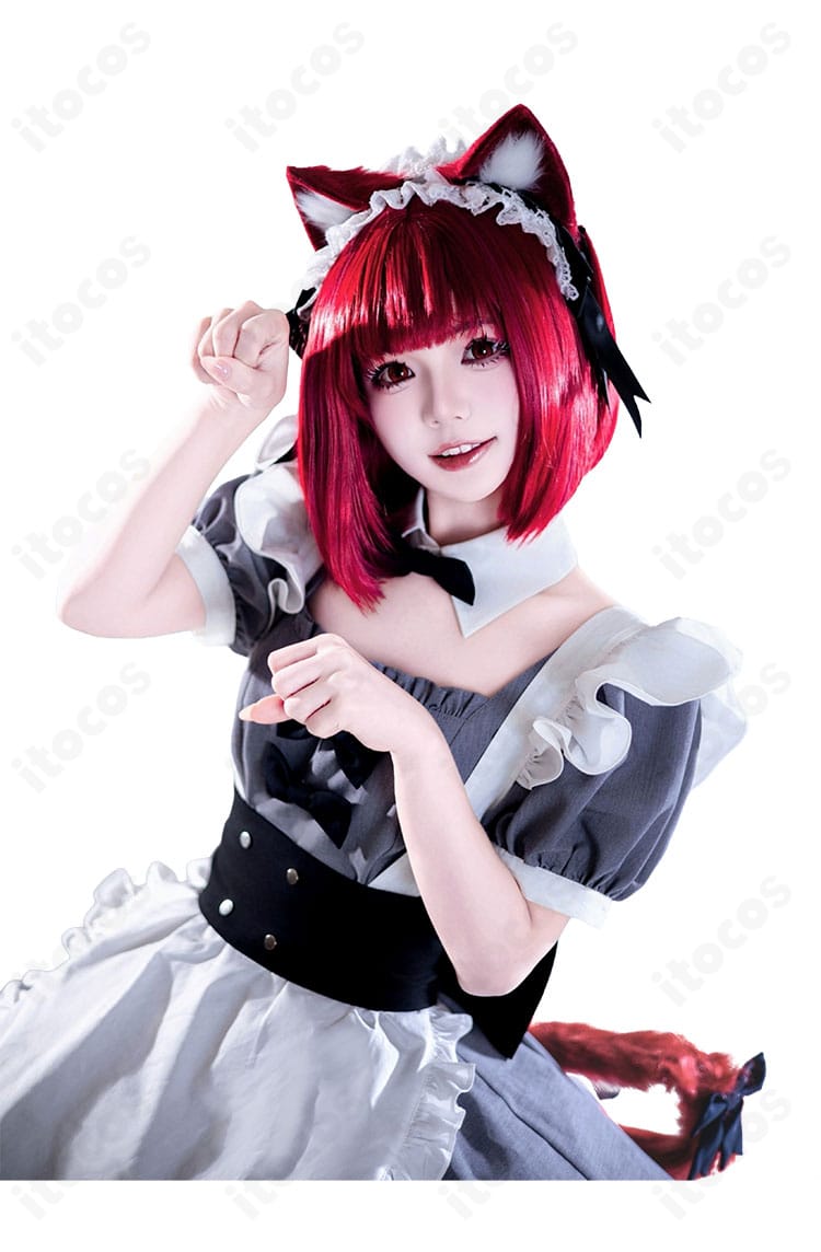 【推しの子】有馬かな猫メイドver.コスプレ衣装の衣襟装飾ディテール。付け襟と胸元のデザイン