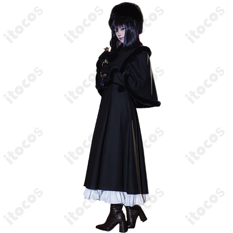 魔法使いの夜×Fate/Grand Order 久遠寺有珠 ケープ帽子付き上品ダークコスプレ衣装 - 2枚目の画像