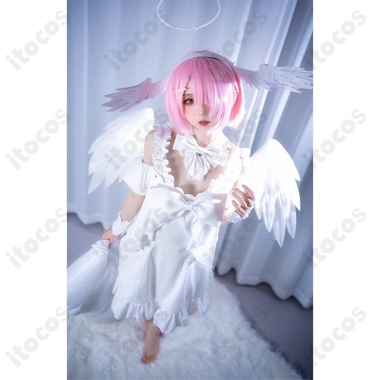 リゼロ ラム＆レム Sweet Angel ver. 軽やかで上品な天使風コスプレ衣装 - 2枚目の画像