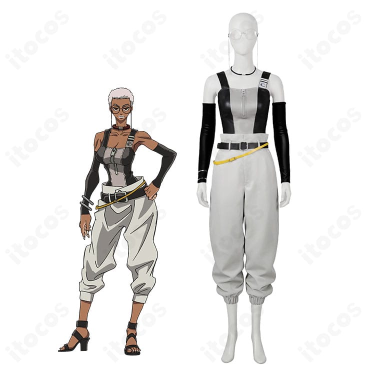 『ガチアクタ』セミュ・グライアをイメージしたモノトーンコスプレ衣装の全体イメージ