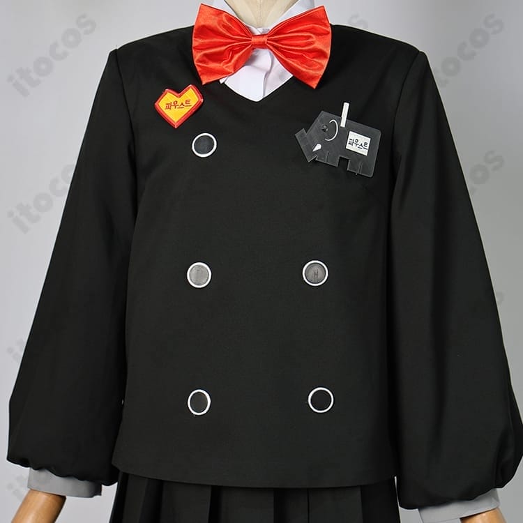 Limbus Company ファウスト囚園児風コスプレ衣装｜帽子付き黒学園風セット - 4枚目の画像