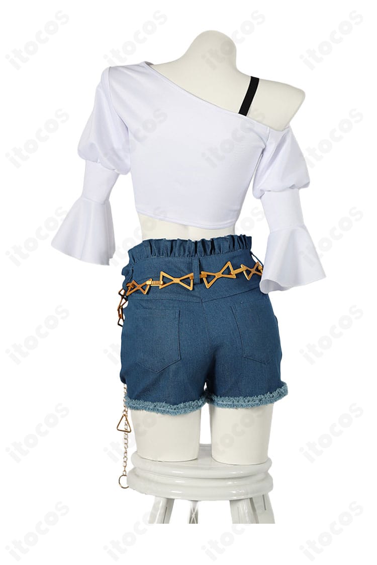 ウマ娘 トーセンジョーダン 私服Ver.コスプレ衣装の背面デザインとトップス・ショートパンツのライン