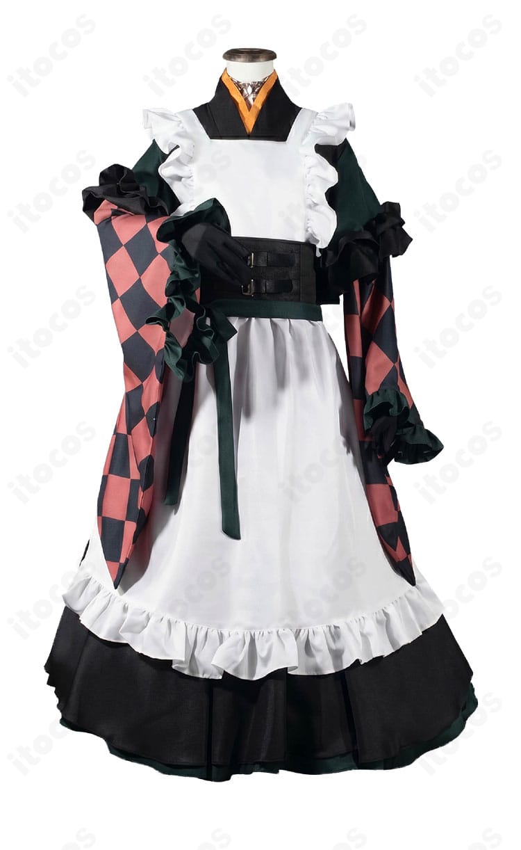 儒烏風亭らでん メイド服コスプレ衣装のトップス・エプロン・スカート正面