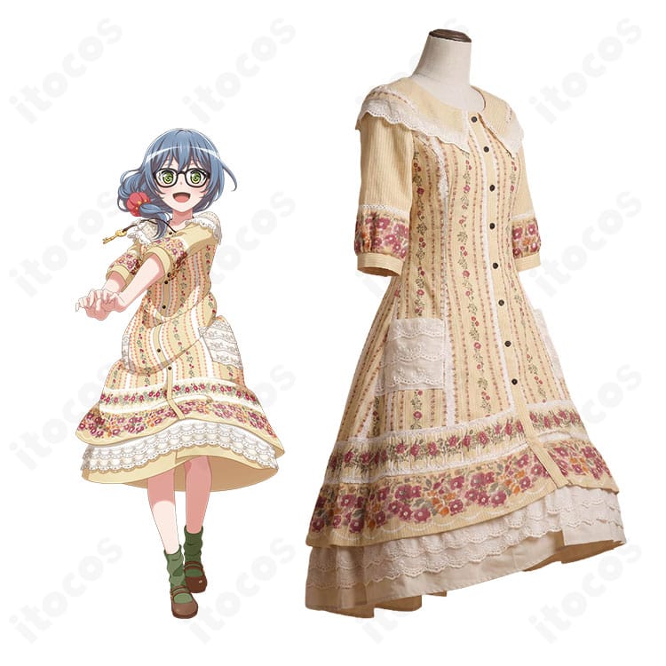 朝日六花(ロック)通常衣装Ver.のキャラクターイメージと花柄レースワンピース